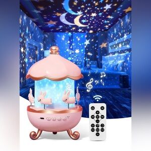 OneFire Pink Bunny Projector Night Light With Remote